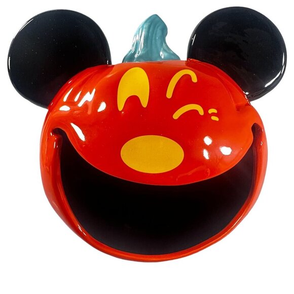 Disney Parks Mickey Mouse Candy Pumpkin Bowl Ceramic Halloween Jack Lantern 2023 - Picture 1 of 16